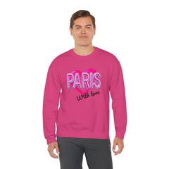 Paris Love Crewneck Sweatshirt, Gift for Her, Cozy Fashion, Travel Souvenir, Valentine's Day, Casual Style