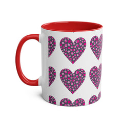 Pink Leopard Hearts Two-Tone Coffee Mug - 11oz - Perfect for Valentine's Day and Gift Giving