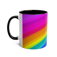 Vibrant Rainbow Two-Tone Coffee Mug - 11oz Colorful Drinkware