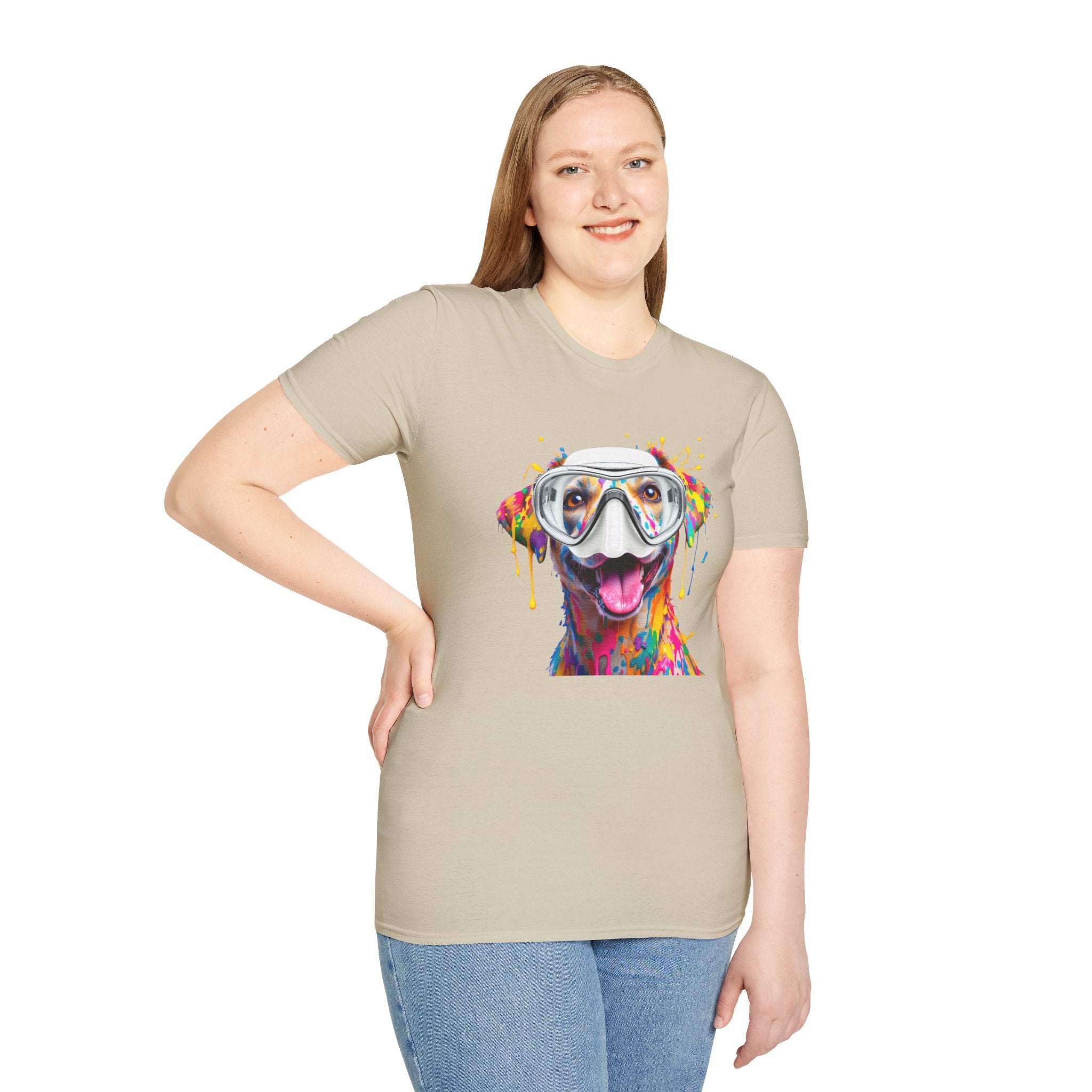 Vibrant Dog Art Unisex T-Shirt – Cute Pet Lover Gift, Animal Artwork Tee, Colorful Dog Graphic Top, Unique Gift for Dog Owners