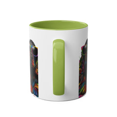 Colorful Dog Art Two-Tone Coffee Mug - 11oz, Perfect Gift for Dog Lovers