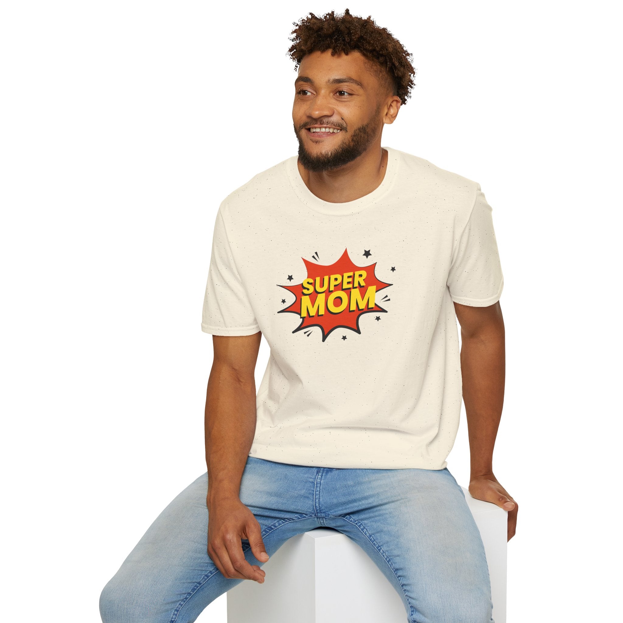 Super Mom Unisex Softstyle T-Shirt | Gift for Mother's Day, Funny Mom Tee, Birthday Present for Mom, Family Apparel, Casual Wear