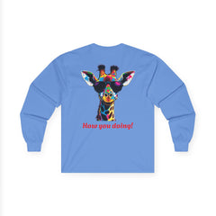 Colorful Giraffe Graphic Long Sleeve Tee for Animal Lovers