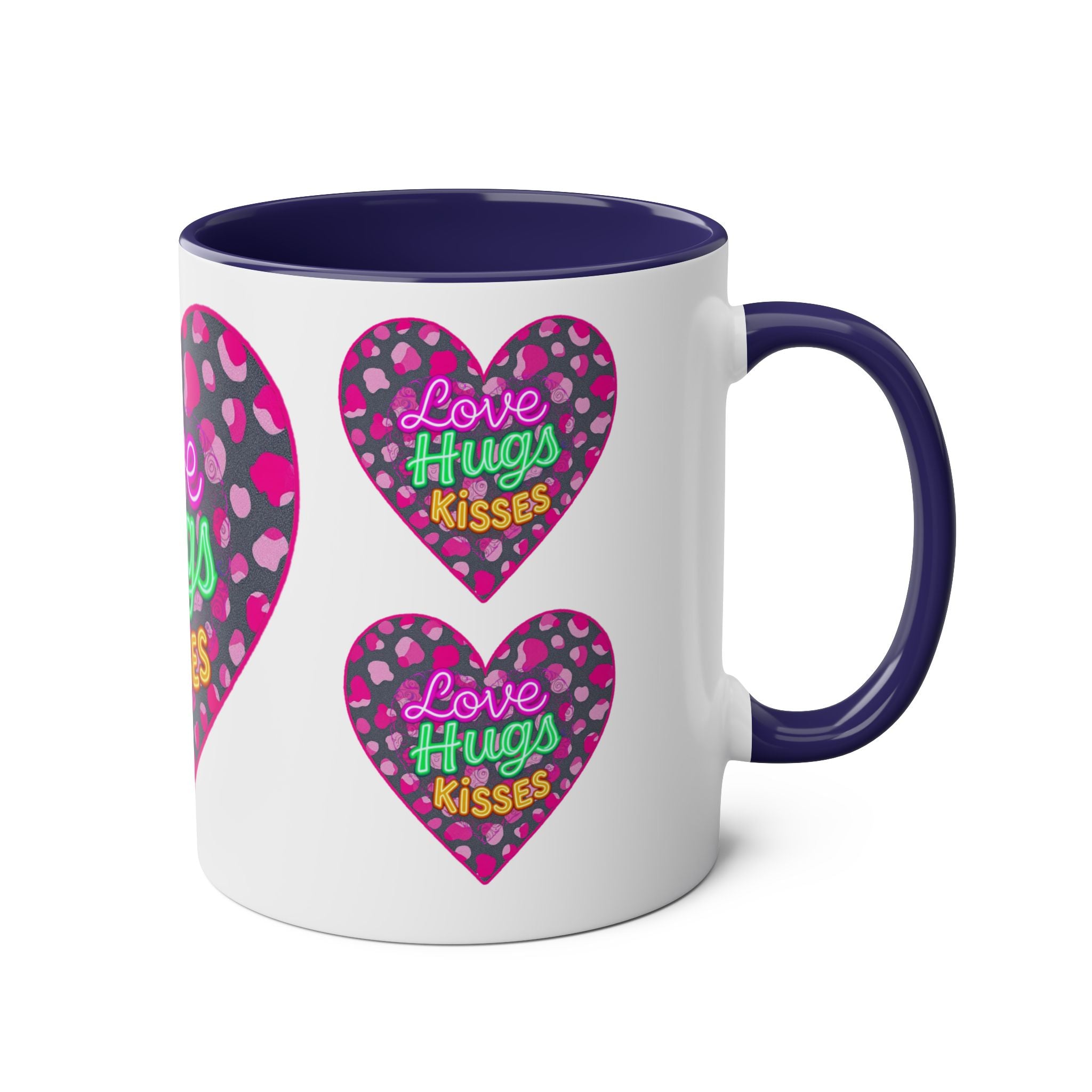 Colorful Love Mug: Perfect for Valentine's Day, Cute Gift, Coffee Break, Home Decor, Heart Design, Love Hugs Kisses