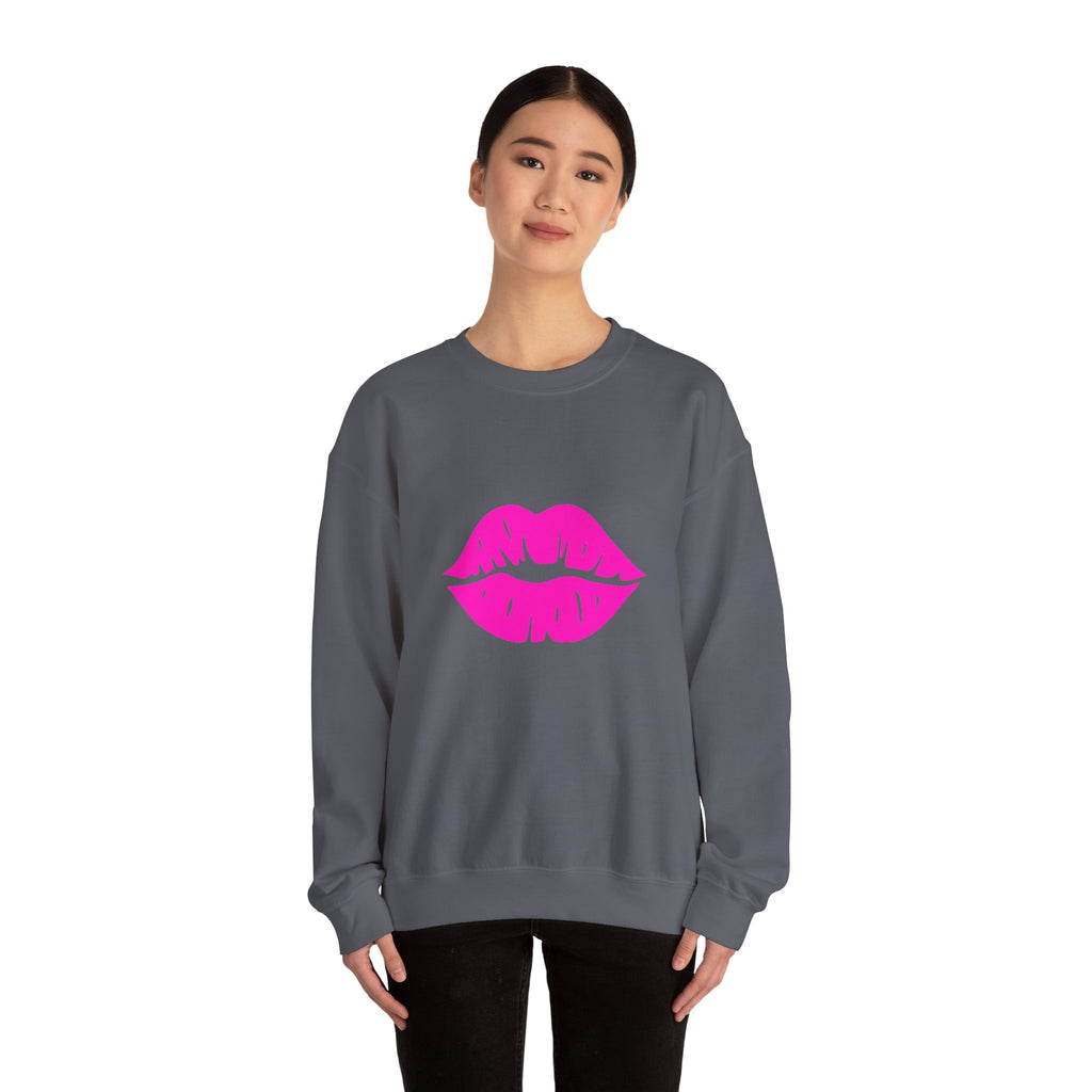 Kiss Mark Crewneck Sweatshirt - Cute Fashion for Her, Cozy Gift Idea, Valentine's Day, Overall Style, Relaxed Fit