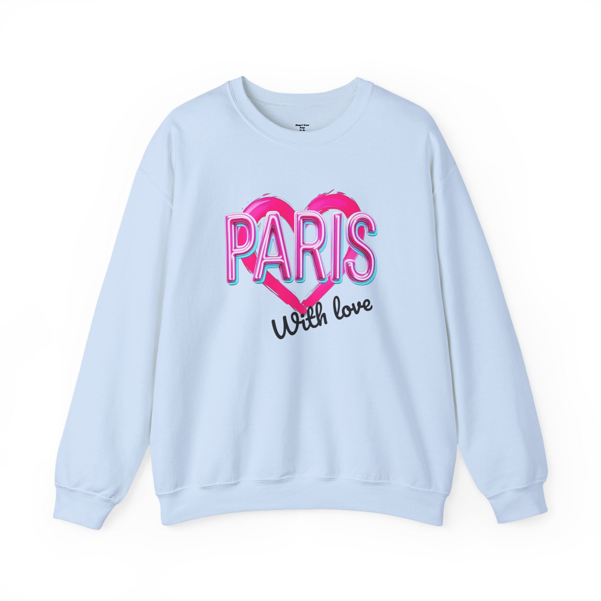 Paris Love Crewneck Sweatshirt, Gift for Her, Cozy Fashion, Travel Souvenir, Valentine's Day, Casual Style