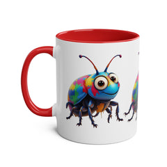 Colorful Beetle Two-Tone Coffee Mug - 11oz Fun and Whimsical Design