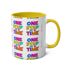 Motivational Two-Tone Coffee Mug - "One Step at a Time" - 11oz