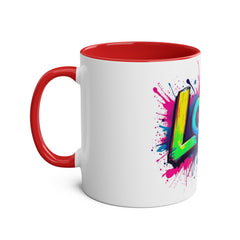 Colorful Love Coffee Mug - 11oz Two-Tone Mug for Valentine's Day & Everyday Joy