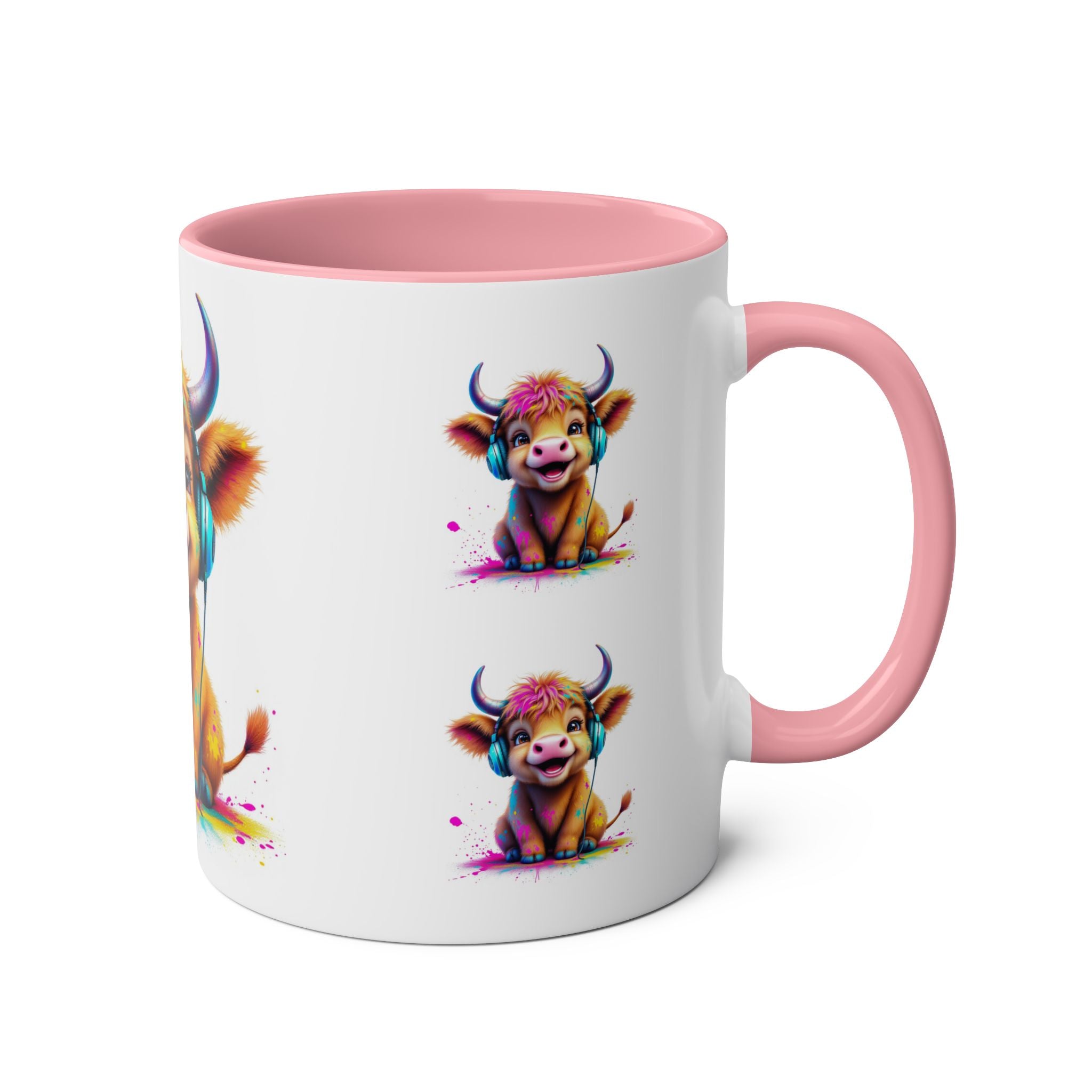 Playful Highland Cow Mug, Cute Coffee Cup for Animal Lovers, Gift for Birthdays, Cow Decor, Fun Kitchenware, Colorful Drinkware