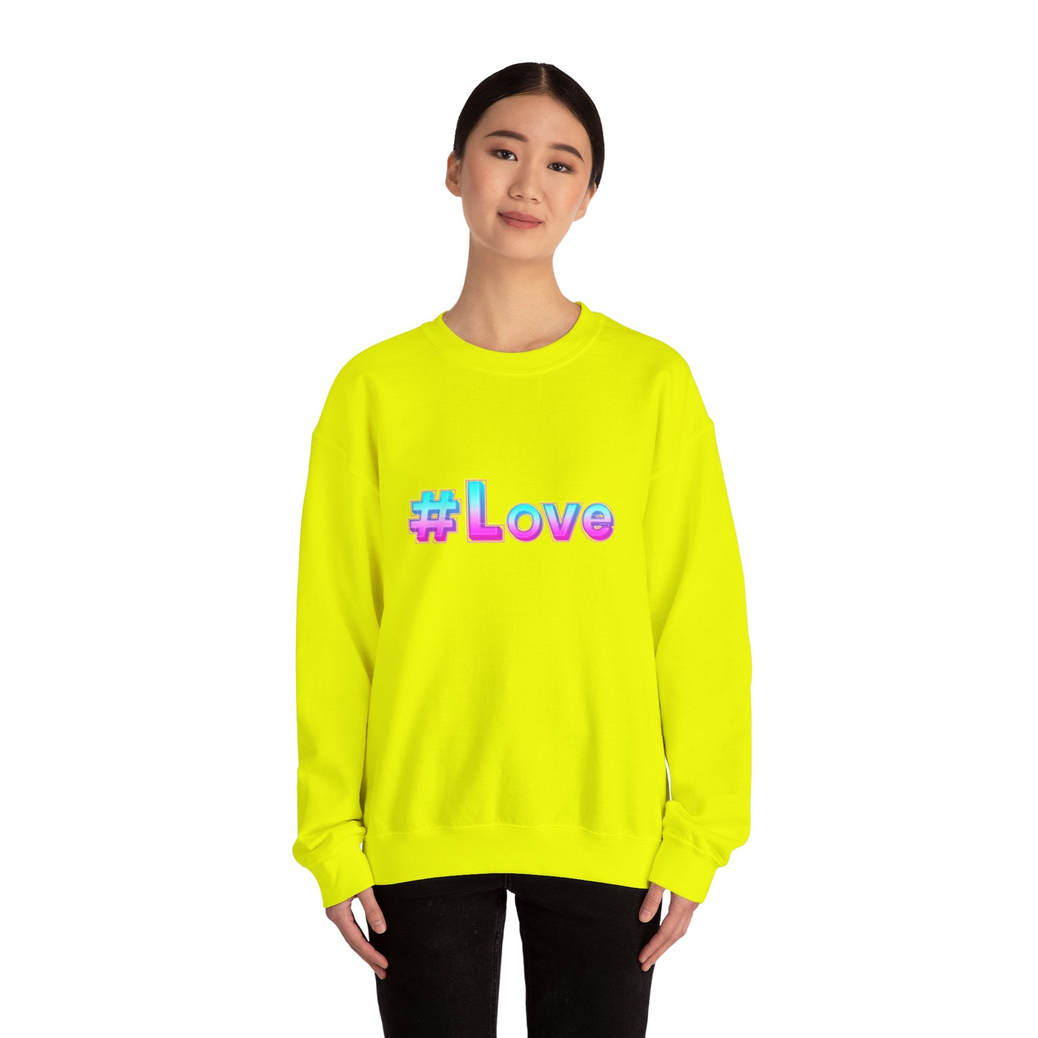 Colorful #Love Crewneck Sweatshirt for Cozy Vibes, Perfect Gift for Friends, Family, Valentine's Day, Everyday Wear, Casual Style