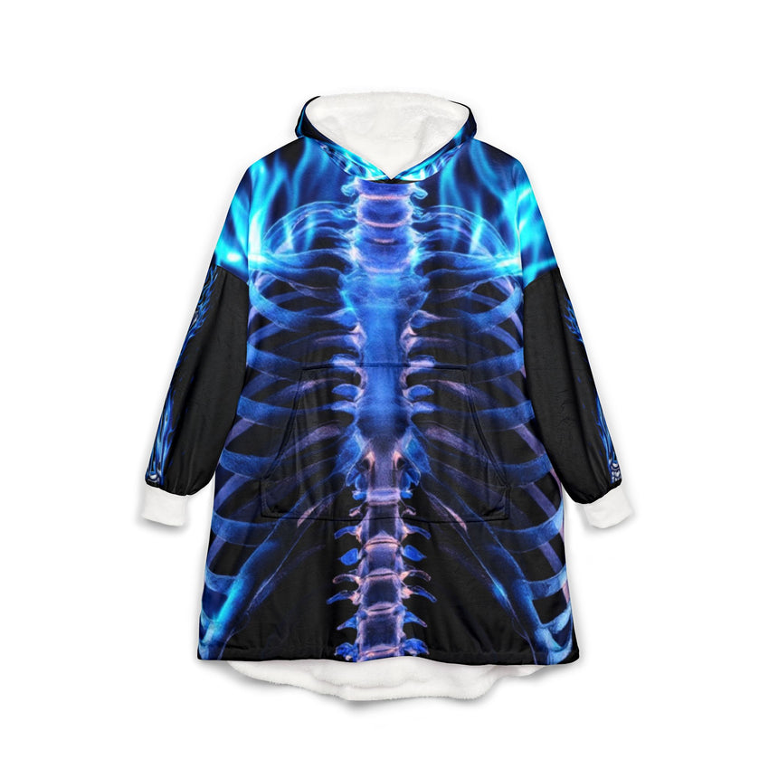Flaming Skeleton Unisex Hooded Blanket