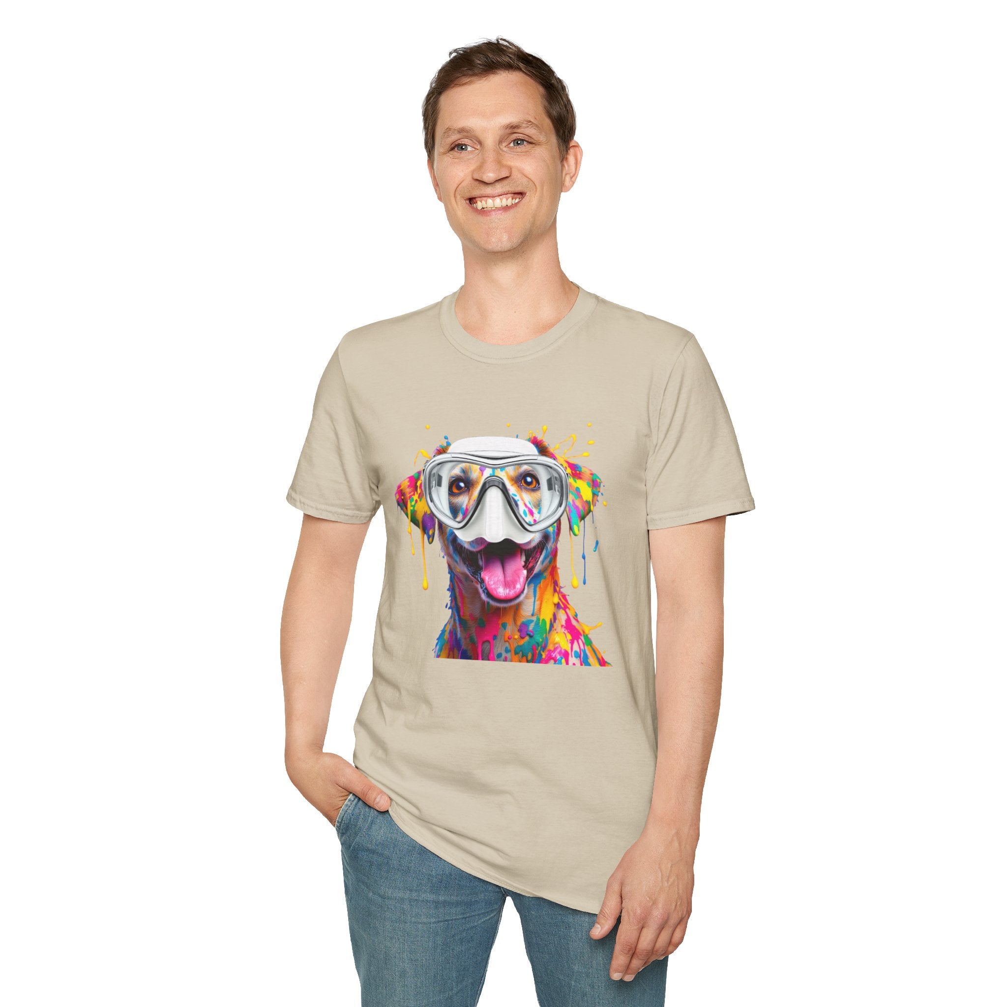 Vibrant Dog Art Unisex T-Shirt – Cute Pet Lover Gift, Animal Artwork Tee, Colorful Dog Graphic Top, Unique Gift for Dog Owners