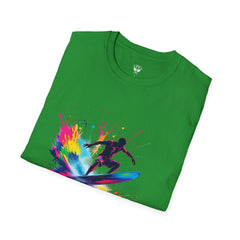 Colorful Surfing Unisex T-Shirt, Casual Beach Wear, Summer Vibes, Gift for Surfers, Beach Lovers, Graphic Tee