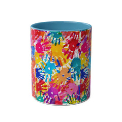 Vibrant Handprint Coffee Mug - 11oz Colorful Gift for Kids & Families