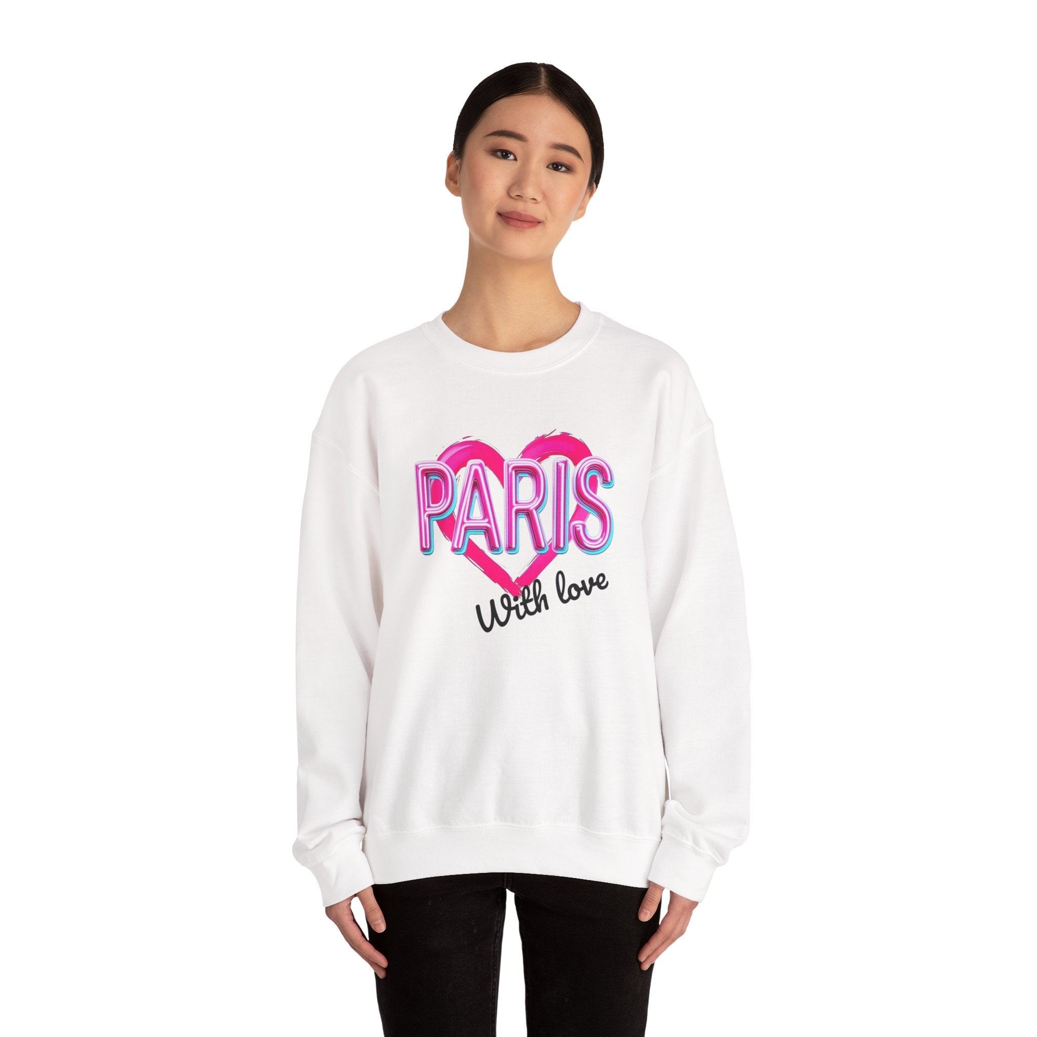 Paris Love Crewneck Sweatshirt, Gift for Her, Cozy Fashion, Travel Souvenir, Valentine's Day, Casual Style