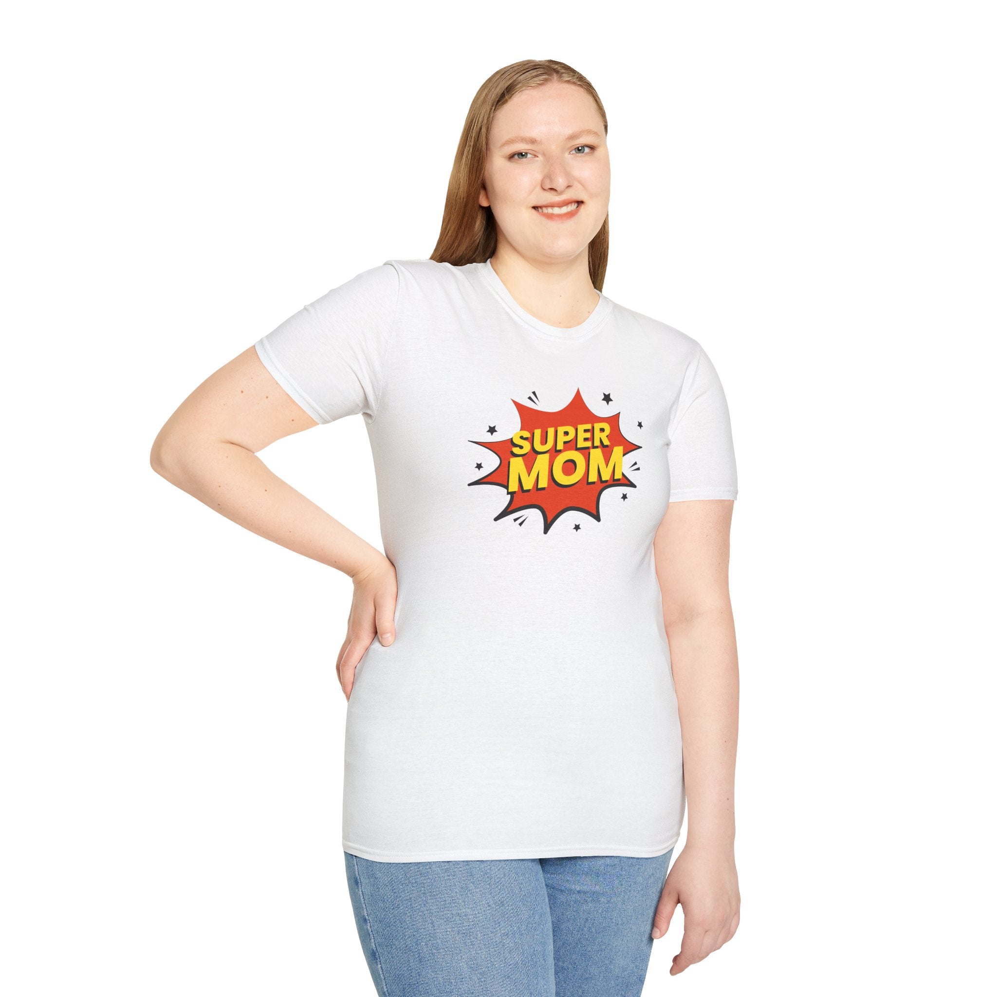 Super Mom Unisex Softstyle T-Shirt | Gift for Mother's Day, Funny Mom Tee, Birthday Present for Mom, Family Apparel, Casual Wear