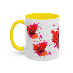 Vibrant Floral Accent Coffee Mug - Colorful Poppy Design - 11 & 15oz
