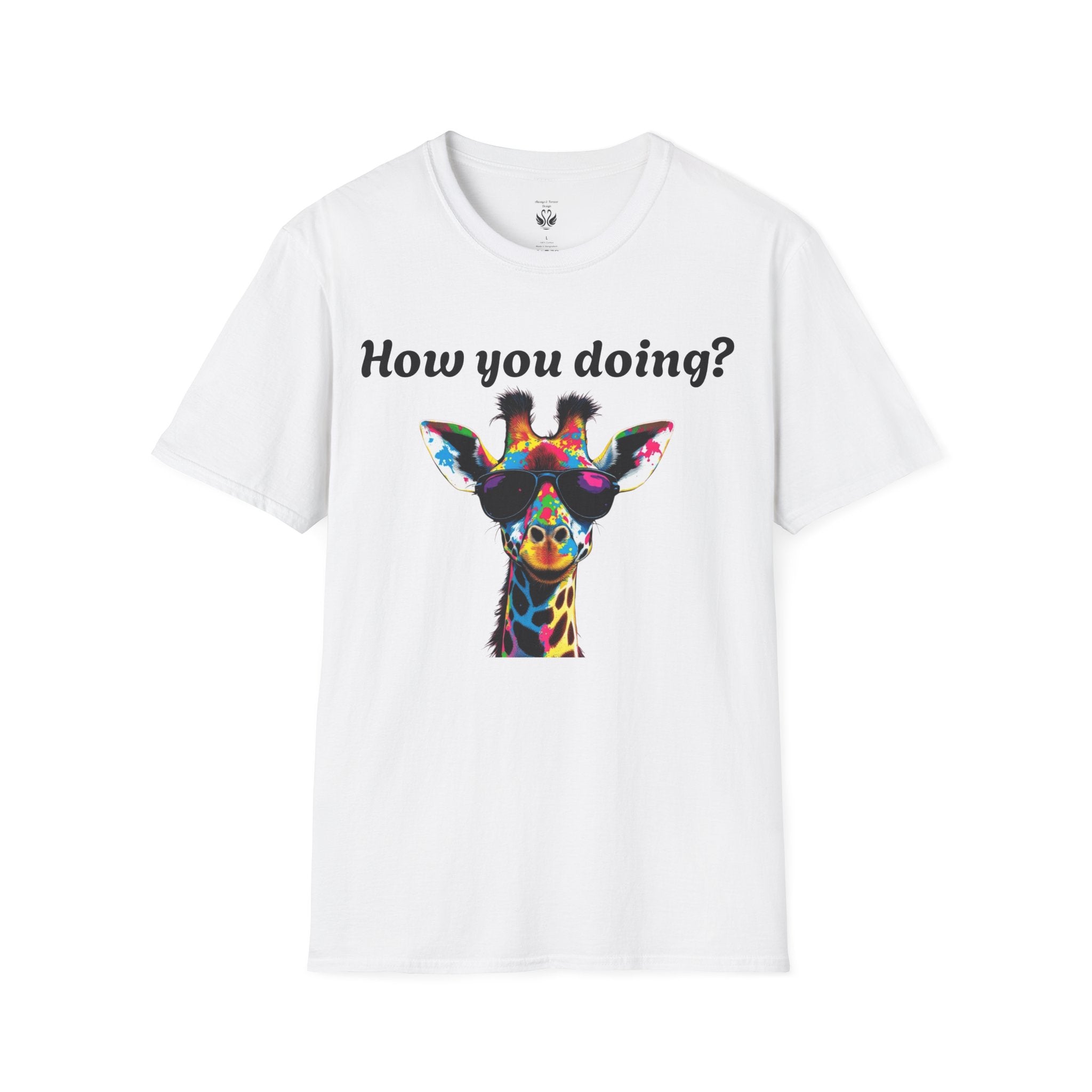 Colorful Giraffe T-Shirt: Fun Animal Tee, Gift for Animal Lovers, Quirky Statement Shirt, Cute Graphic Tee, Unique Birthday Present