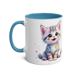 Cute Cat Two-Tone Coffee Mug for Cat Lovers