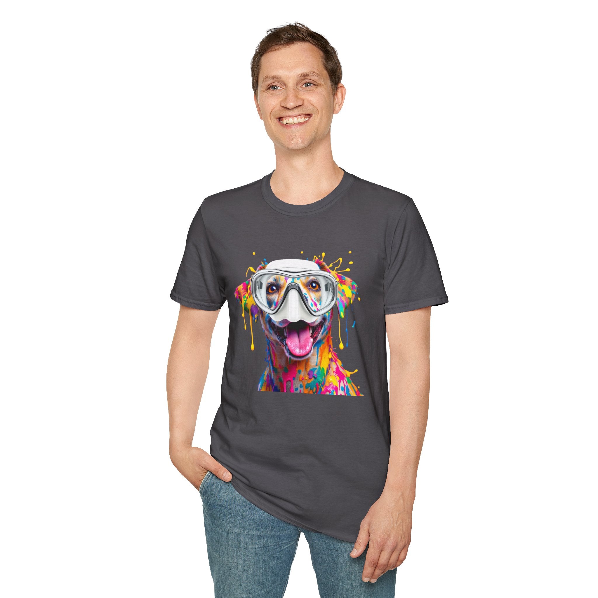 Vibrant Dog Art Unisex T-Shirt – Cute Pet Lover Gift, Animal Artwork Tee, Colorful Dog Graphic Top, Unique Gift for Dog Owners