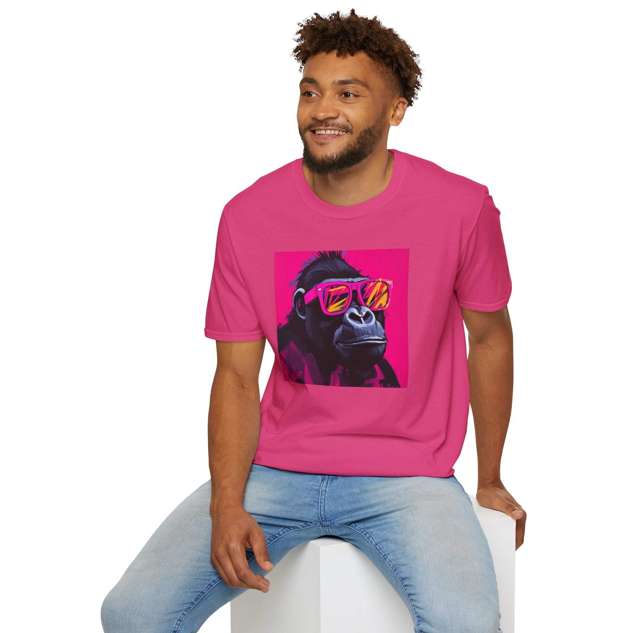 Retro Gorilla Graphic T-Shirt, Fun Animal Tee, Unisex Casual Wear, Birthday Gift, Summer Styles, Festival Fashion