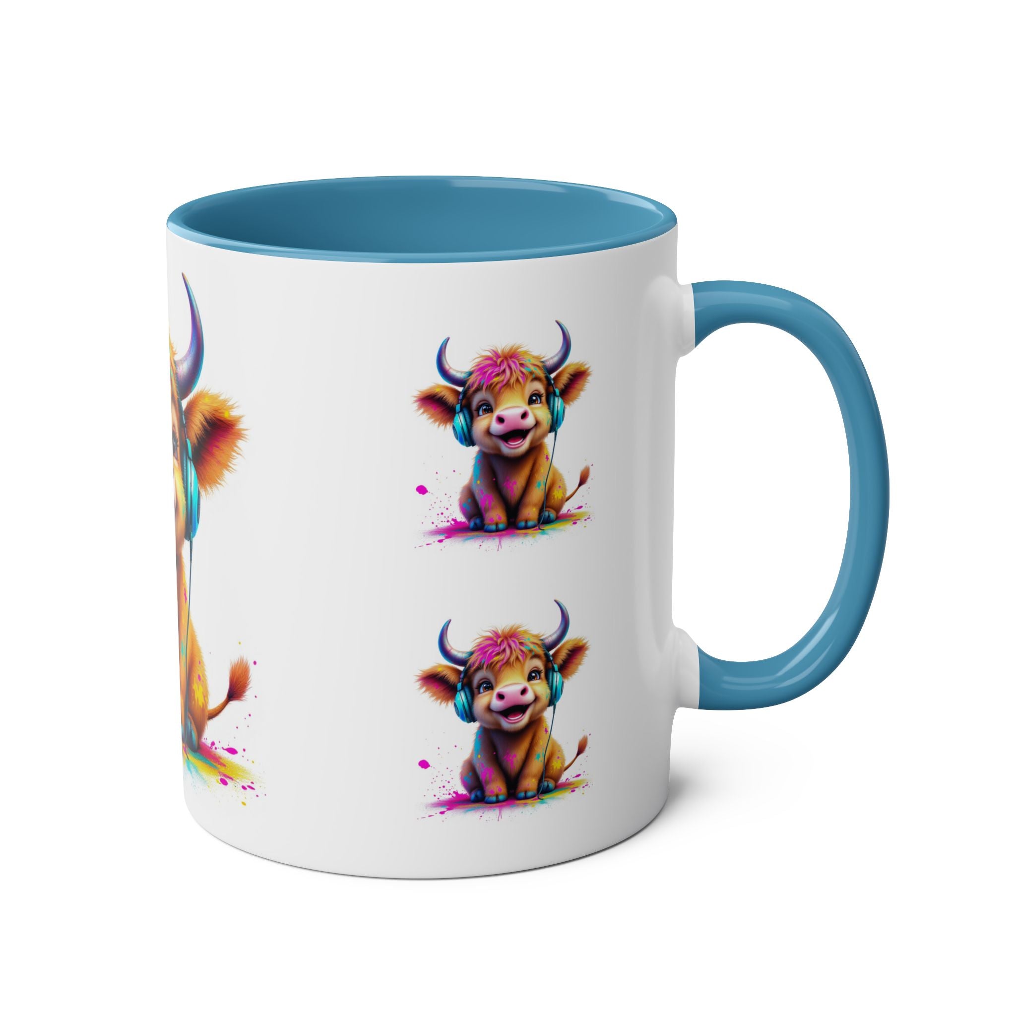 Playful Highland Cow Mug, Cute Coffee Cup for Animal Lovers, Gift for Birthdays, Cow Decor, Fun Kitchenware, Colorful Drinkware
