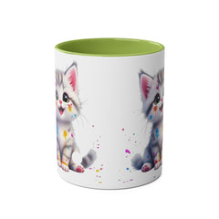 Cute Cat Two-Tone Coffee Mug for Cat Lovers