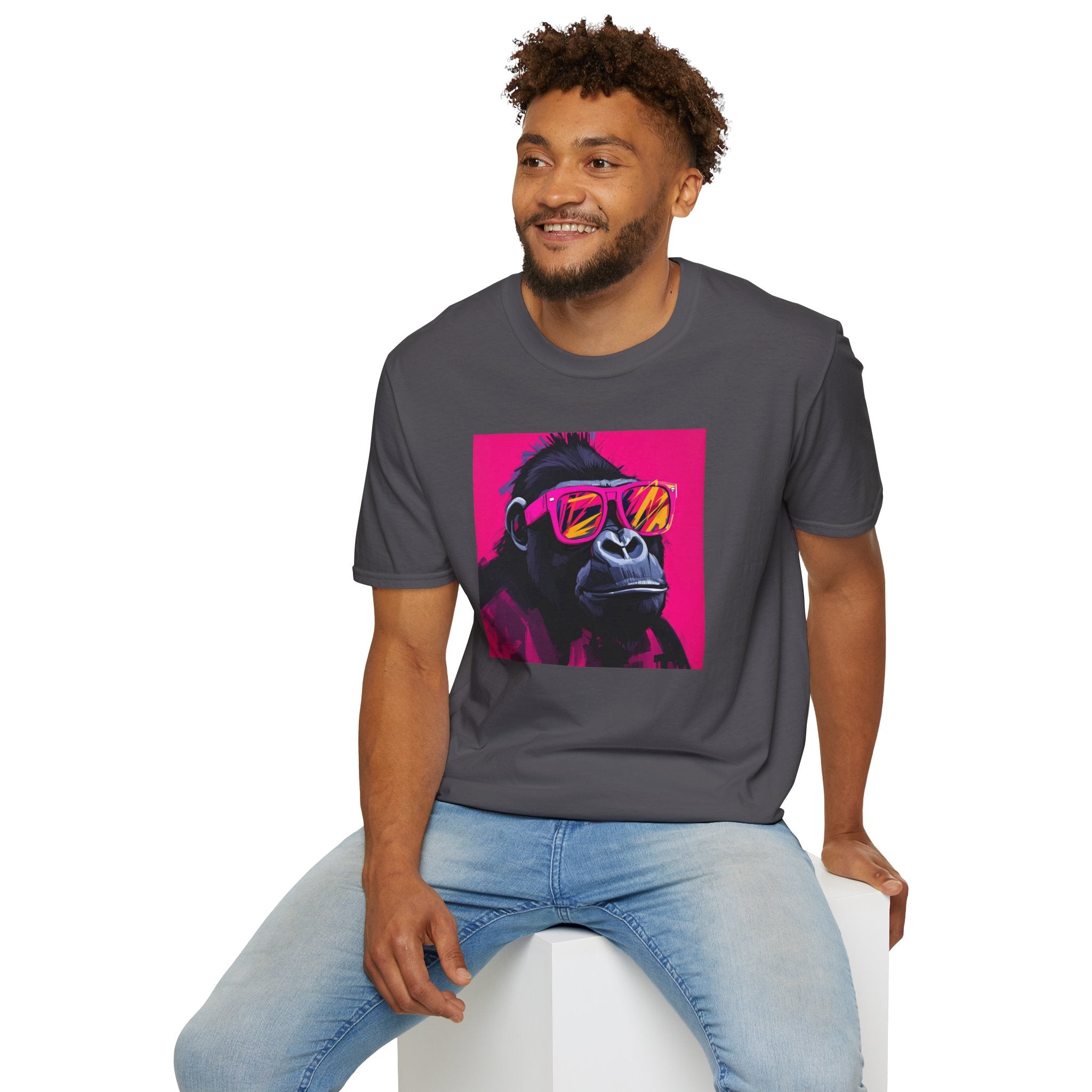 Retro Gorilla Graphic T-Shirt, Fun Animal Tee, Unisex Casual Wear, Birthday Gift, Summer Styles, Festival Fashion