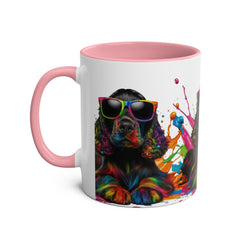 Colorful Dog Art Two-Tone Coffee Mug - 11oz, Perfect Gift for Dog Lovers