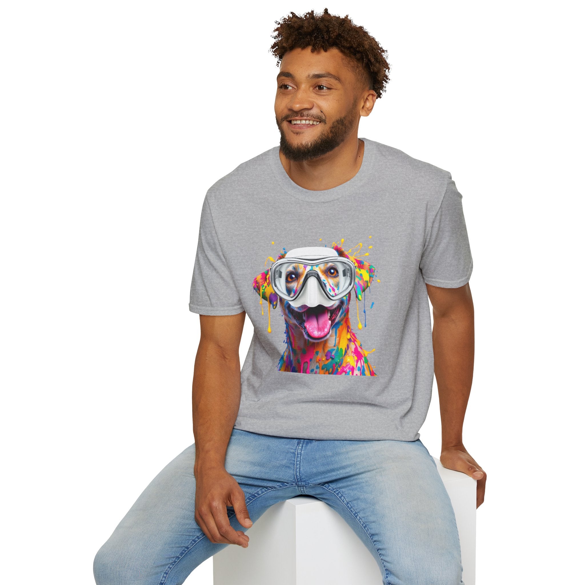 Vibrant Dog Art Unisex T-Shirt – Cute Pet Lover Gift, Animal Artwork Tee, Colorful Dog Graphic Top, Unique Gift for Dog Owners