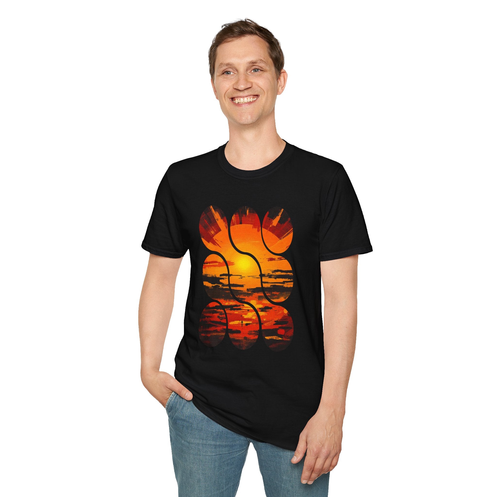 Sunset Inspired Unisex T-Shirt, Colorful Graphic Tee, Retro Summer Apparel, Gift for Friends, Casual Weekend Wear