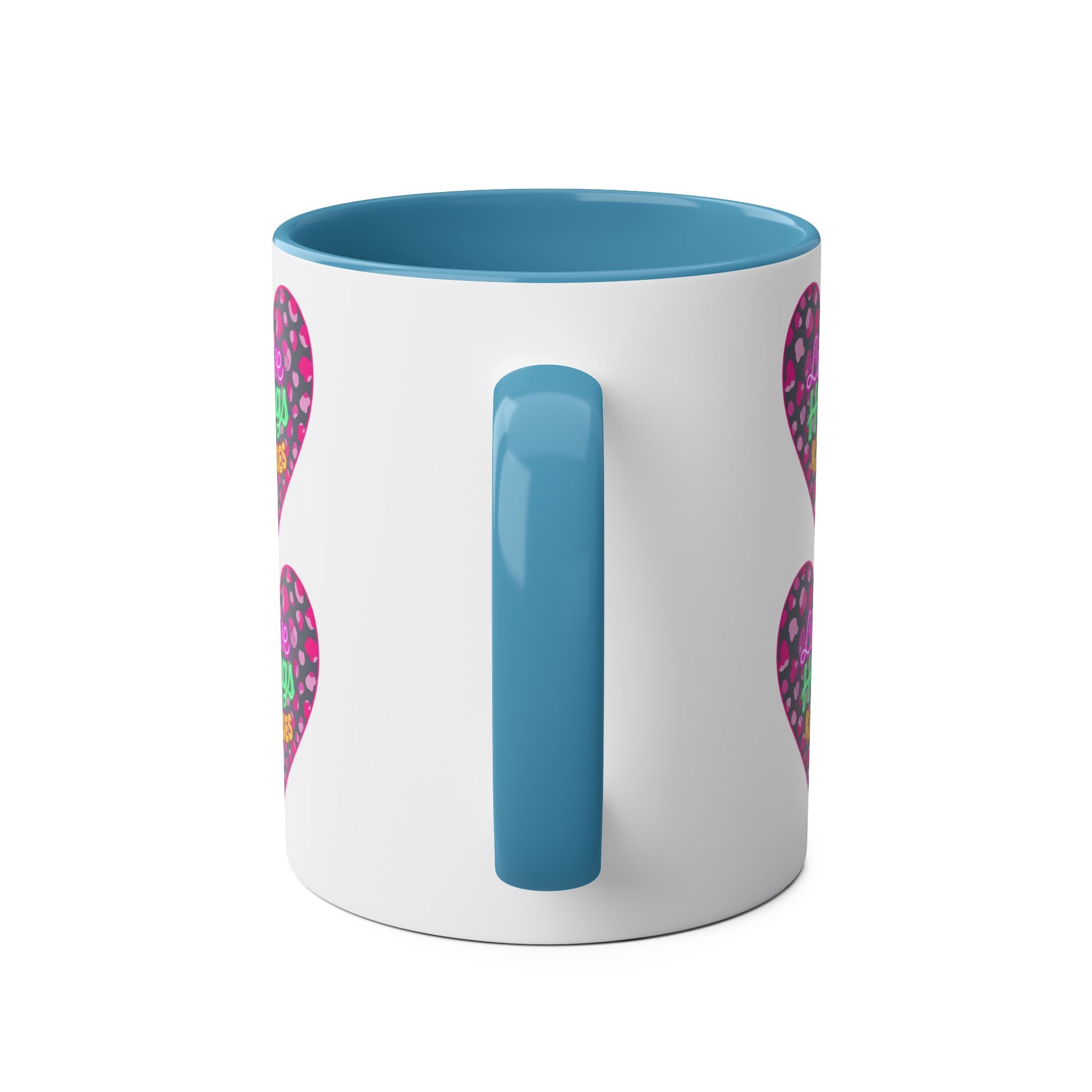 Colorful Love Mug: Perfect for Valentine's Day, Cute Gift, Coffee Break, Home Decor, Heart Design, Love Hugs Kisses