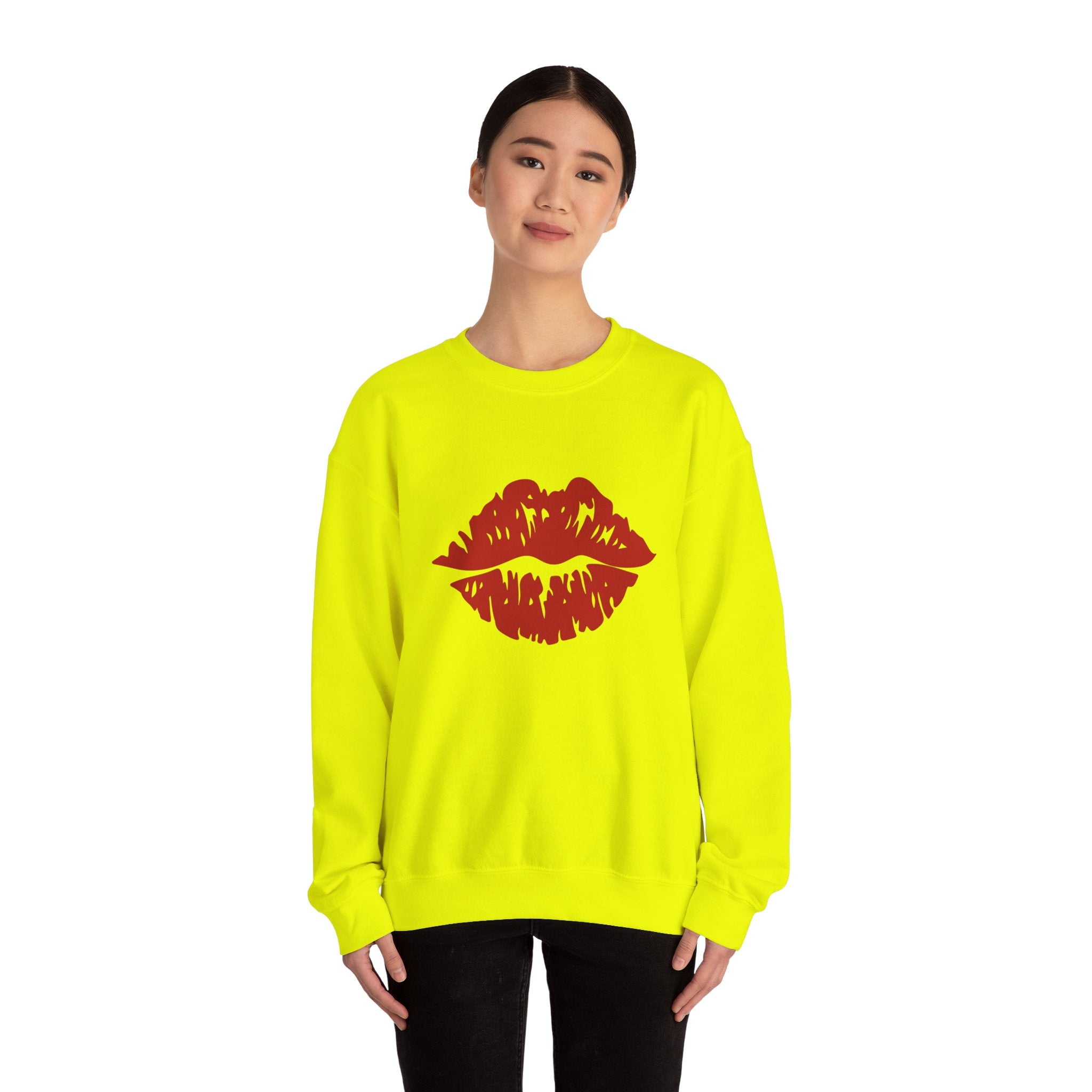 Romantic Lip Print Crewneck Sweatshirt | Perfect Gift for Her | Cozy Casual Wear, Valentine's Day, Birthday, Self-Care