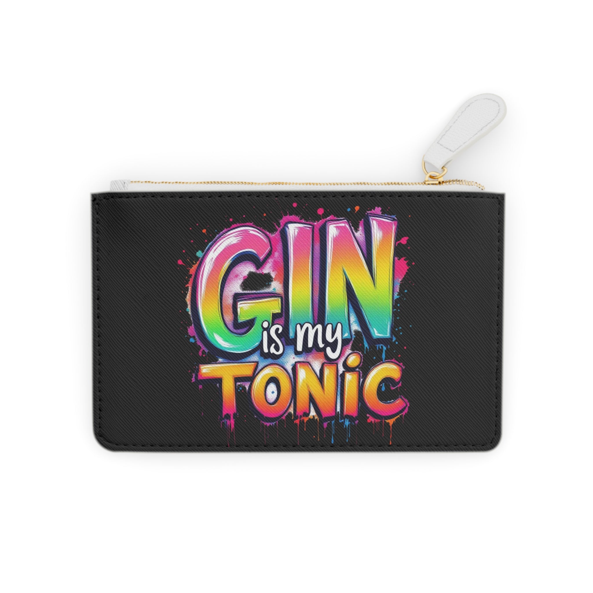 Colorful Mini Clutch Bag - "Gin is My Tonic" - Fun Gift for Her, Travel Accessory, Party Favor, Cocktail Night, Quirky Handmade Style