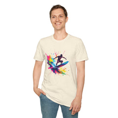 Colorful Surfing Unisex T-Shirt, Casual Beach Wear, Summer Vibes, Gift for Surfers, Beach Lovers, Graphic Tee