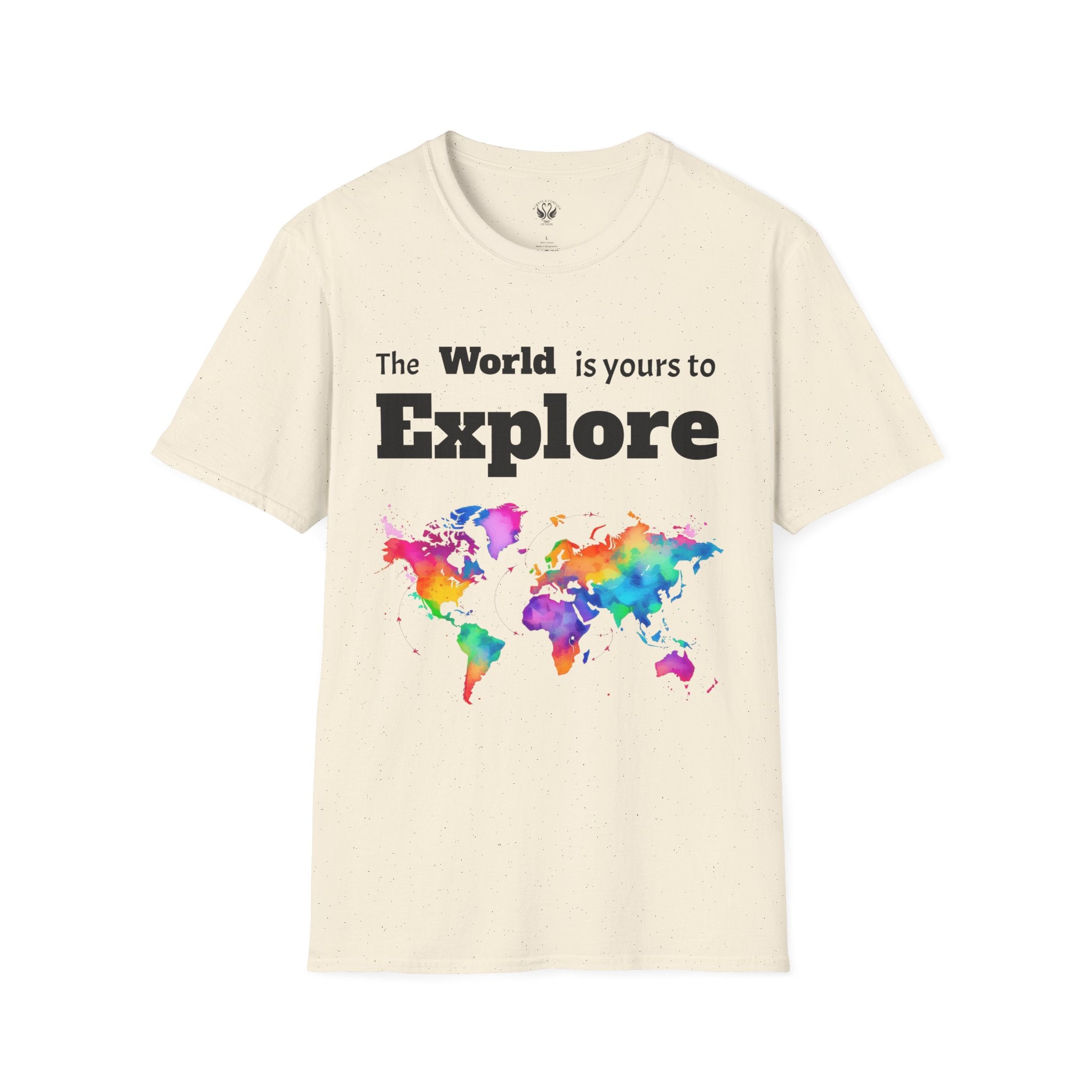 Explore the World Unisex T-Shirt | Adventure Shirt, Travel Tee, Gift for Explorers, Colorful World Map Top, Wanderlust Fashion