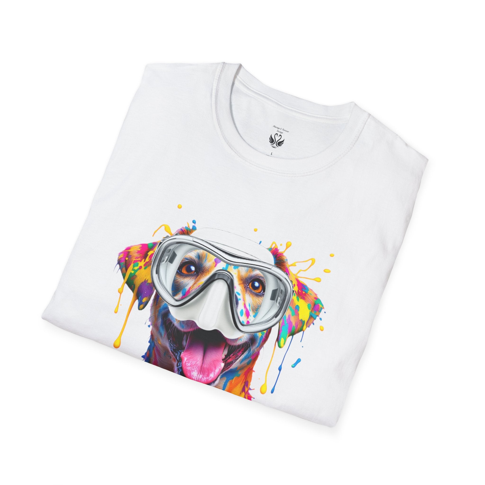 Vibrant Dog Art Unisex T-Shirt – Cute Pet Lover Gift, Animal Artwork Tee, Colorful Dog Graphic Top, Unique Gift for Dog Owners