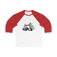Colorful London Bridge Baseball Tee, Unisex Casual Top, Gift for Travelers, Unique Streetwear, Summer Outfit, Stylish Graphic Tee