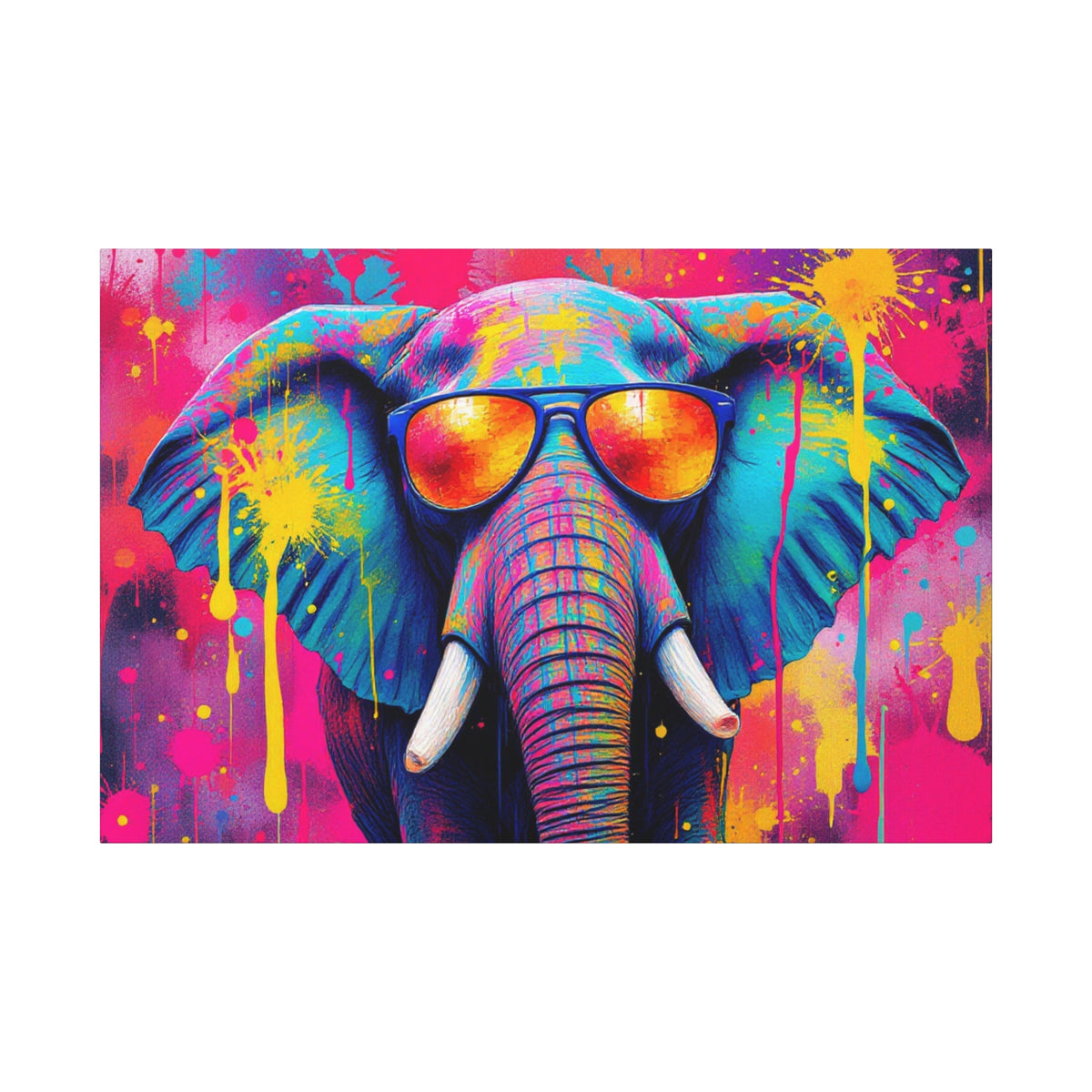 Vibrant Elephant Canvas Art Wrap - Colorful Wall Decor for Animal Lovers