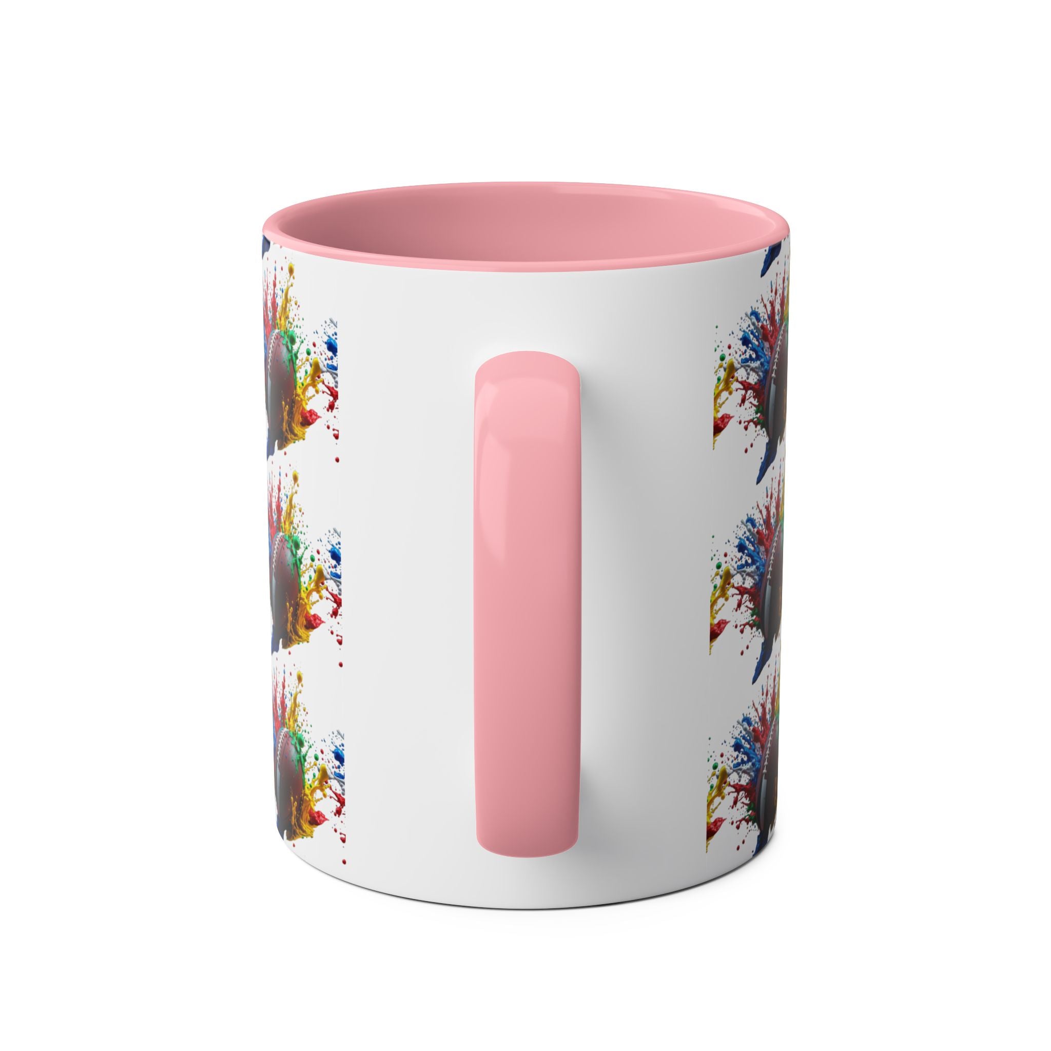Vibrant Sports Coffee Mug, Colorful Football Design, Perfect Gift for Sports Fans, Game Day, Home Office, 11oz Two-Tone Mug