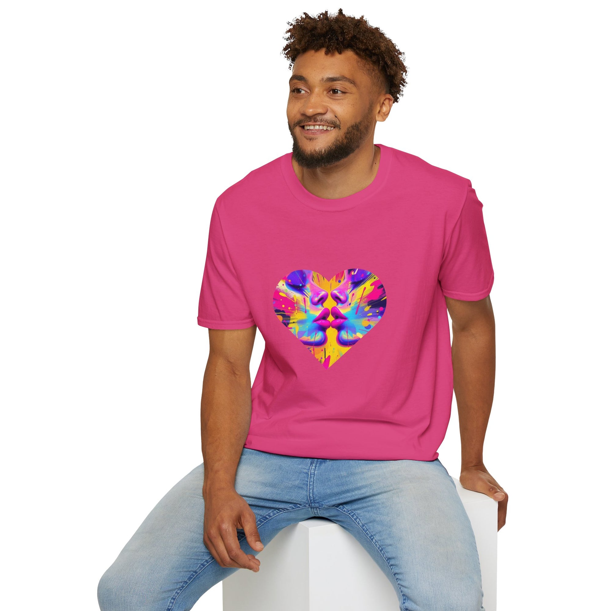 Vibrant Heart Art T-Shirt, Colorful Unisex Tee for Couples, Gift for Valentine's Day, Artistic Love Shirt, Casual Everyday Wear