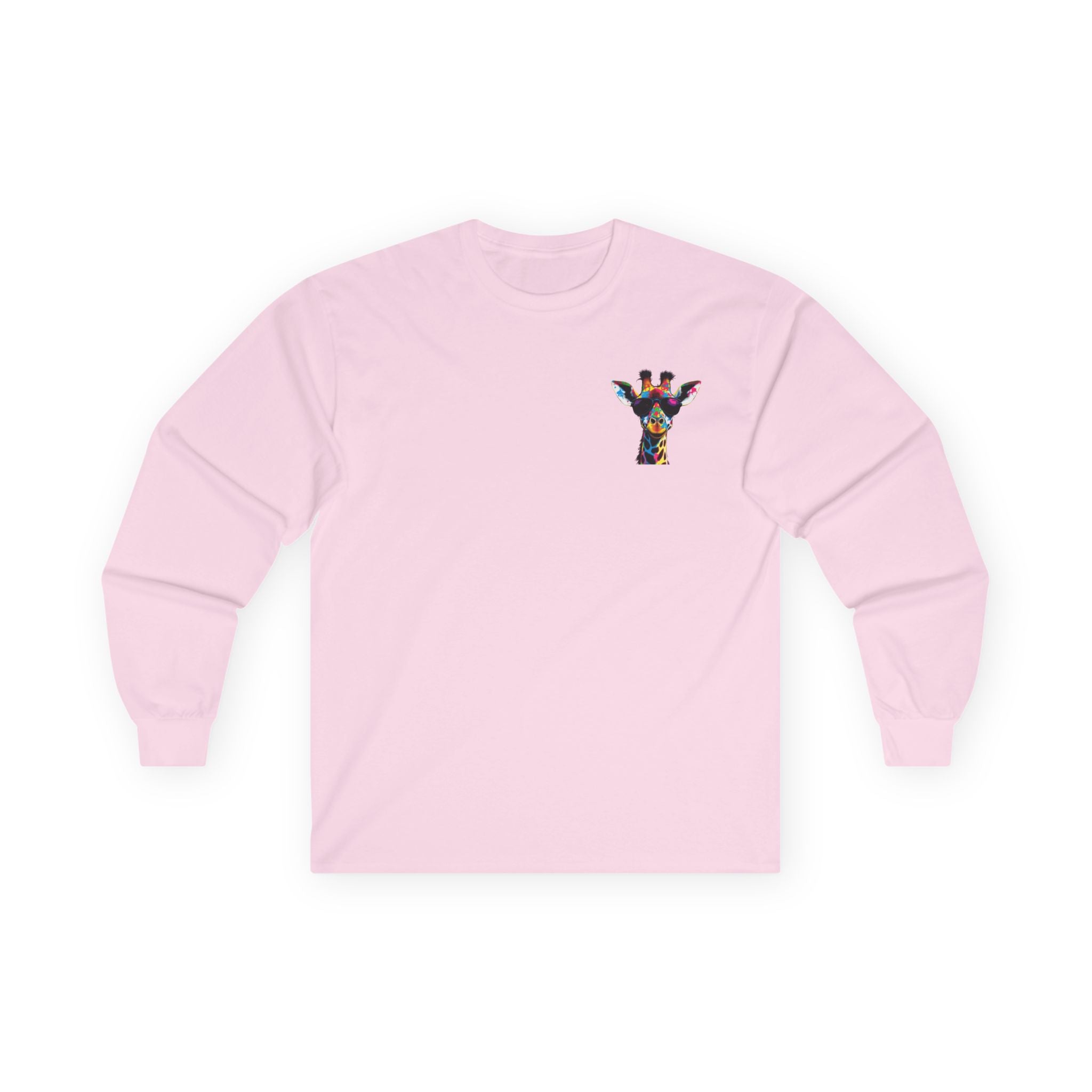 Colorful Giraffe Graphic Long Sleeve Tee for Animal Lovers