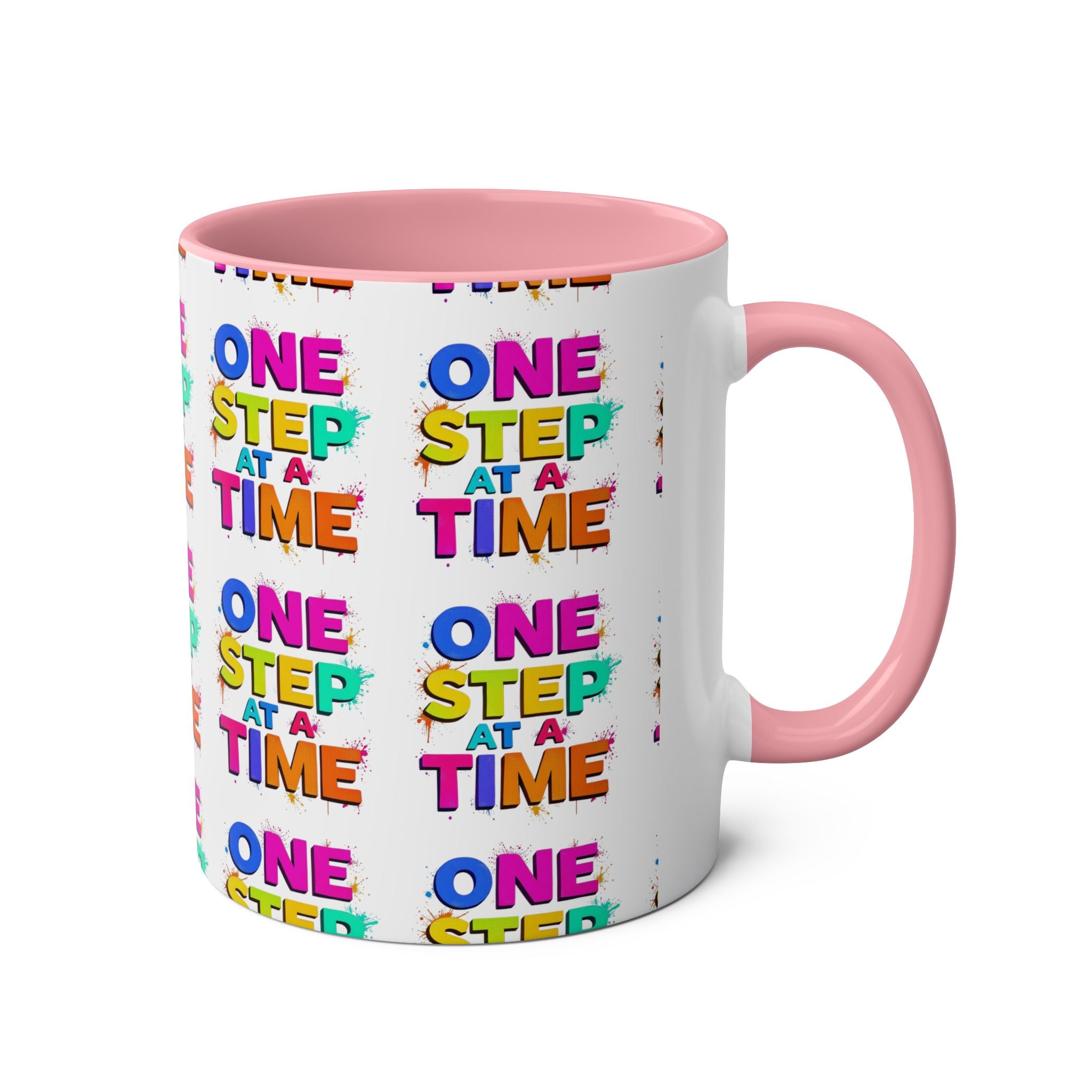 Motivational Two-Tone Coffee Mug - "One Step at a Time" - 11oz