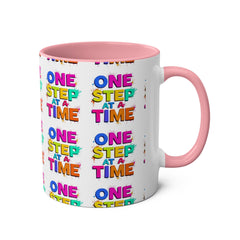 Motivational Two-Tone Coffee Mug - "One Step at a Time" - 11oz