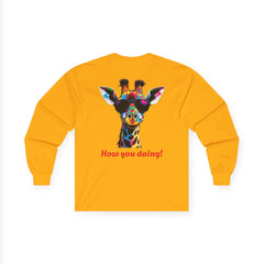 Colorful Giraffe Graphic Long Sleeve Tee for Animal Lovers