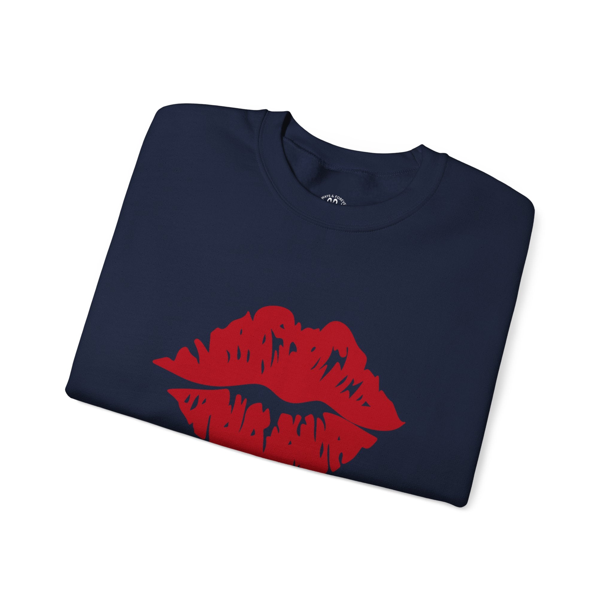 Romantic Lip Print Crewneck Sweatshirt | Perfect Gift for Her | Cozy Casual Wear, Valentine's Day, Birthday, Self-Care
