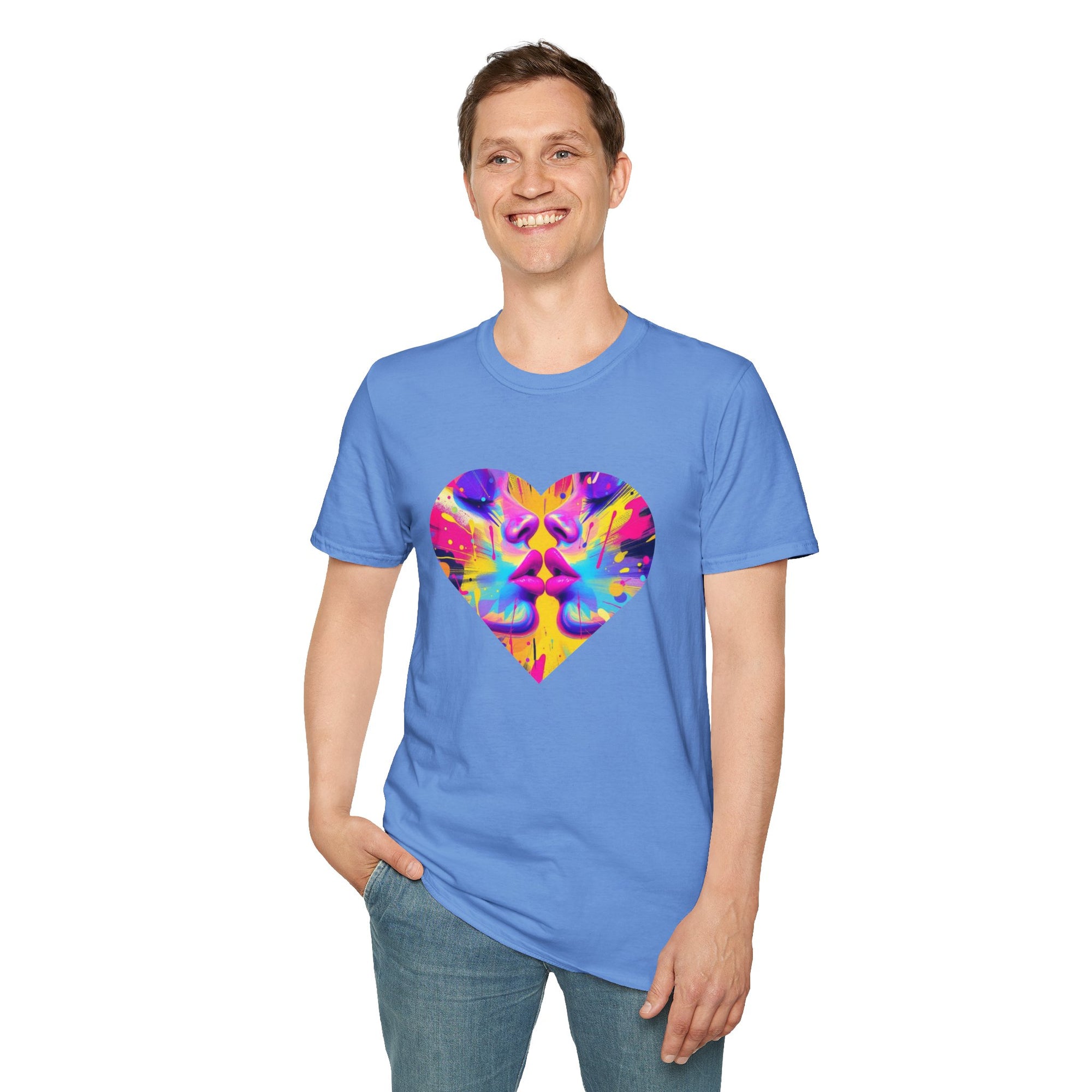 Vibrant Heart Art T-Shirt, Colorful Unisex Tee for Couples, Gift for Valentine's Day, Artistic Love Shirt, Casual Everyday Wear