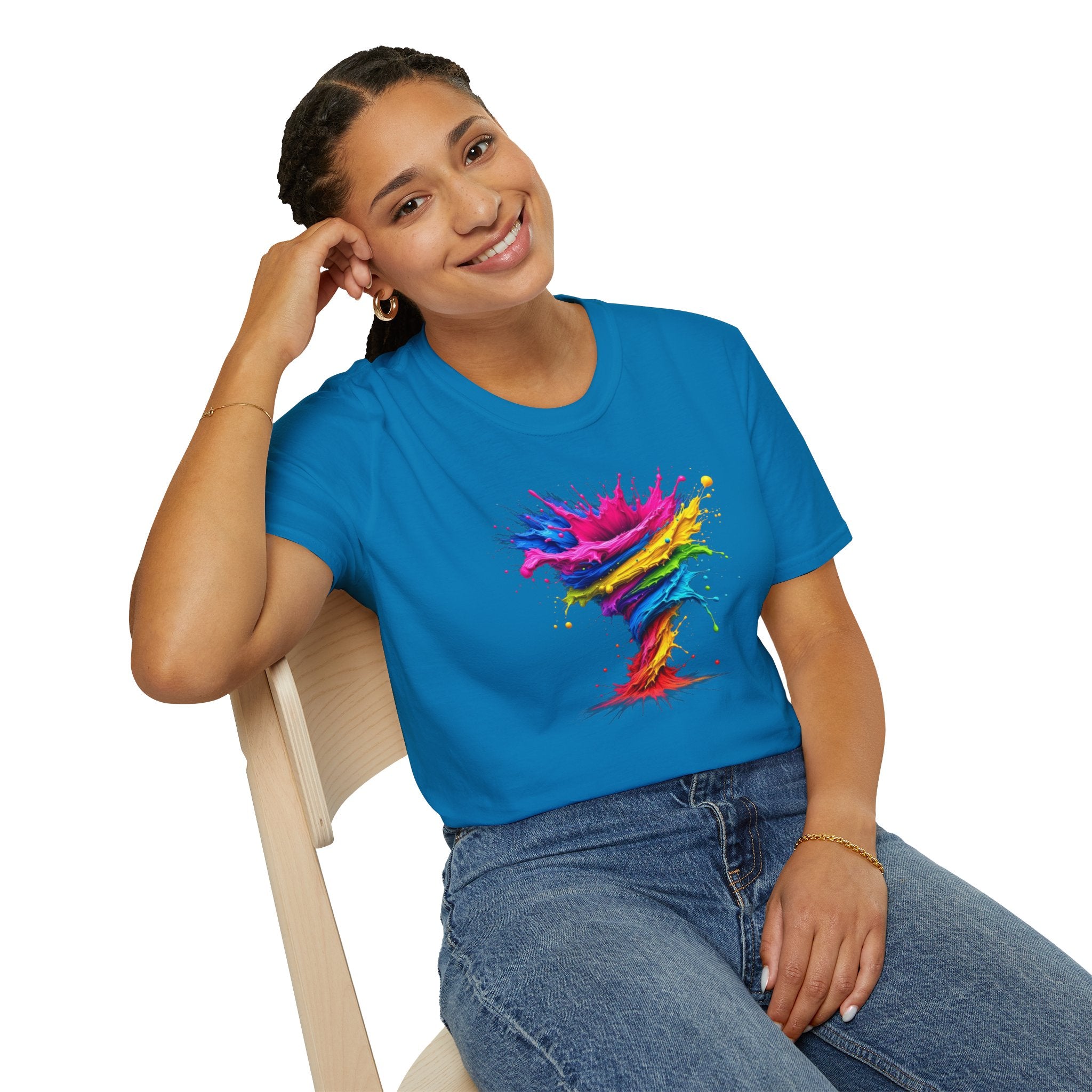 Vibrant Splash Art Tee, Colorful Unisex T-Shirt, Fun Graphic Tee, Summer Festival Top, Gift for Art Lovers, Casual Everyday Wear