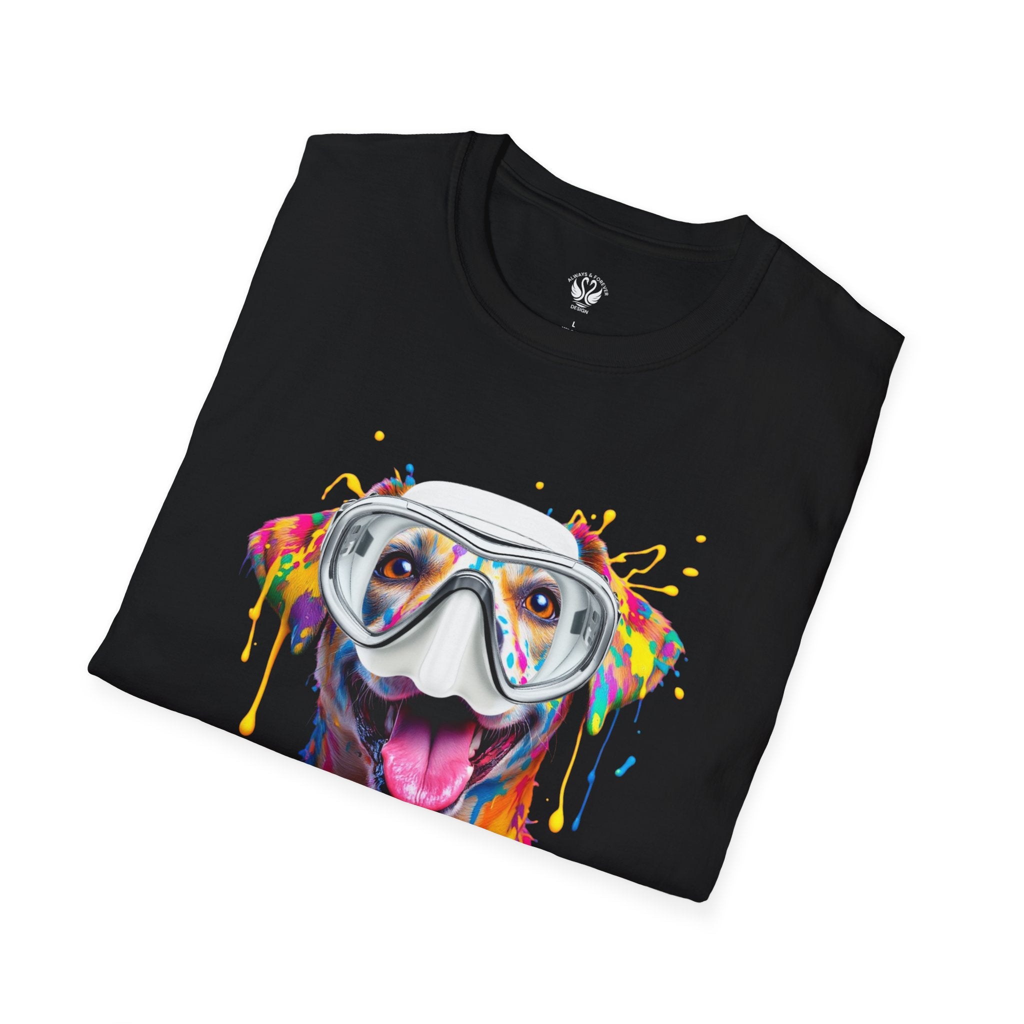 Vibrant Dog Art Unisex T-Shirt – Cute Pet Lover Gift, Animal Artwork Tee, Colorful Dog Graphic Top, Unique Gift for Dog Owners